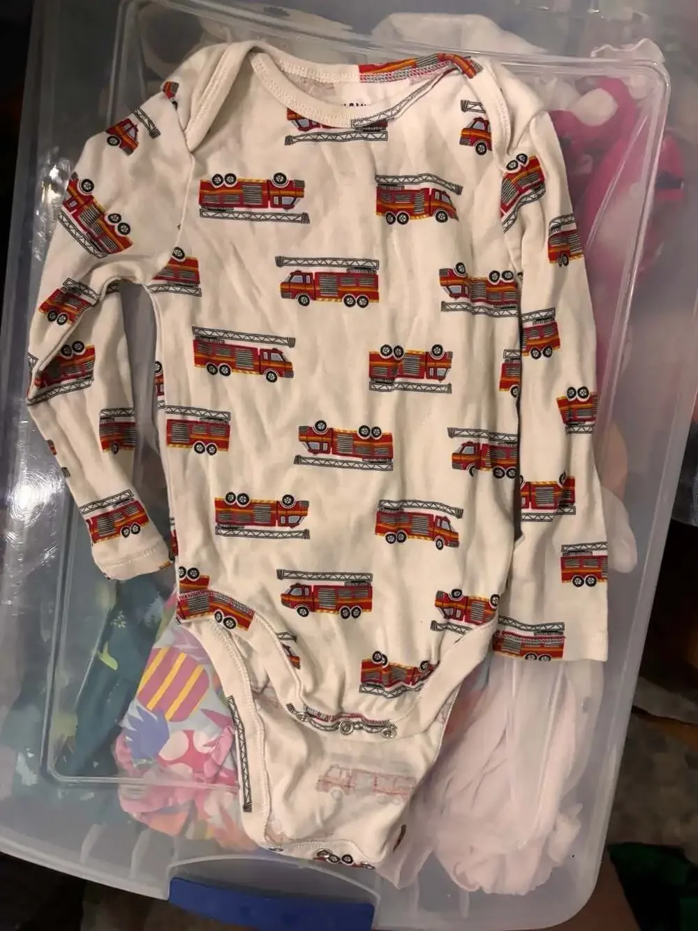 Old Navy Baby Long Sleeve Fire Truck Print Bodysuit